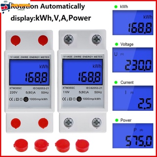 เครื่องวัดพลังงานไฟฟ้าดิจิทัล 50Hz เฟสเดียว หน้าจอ LCD 220V AC 2P