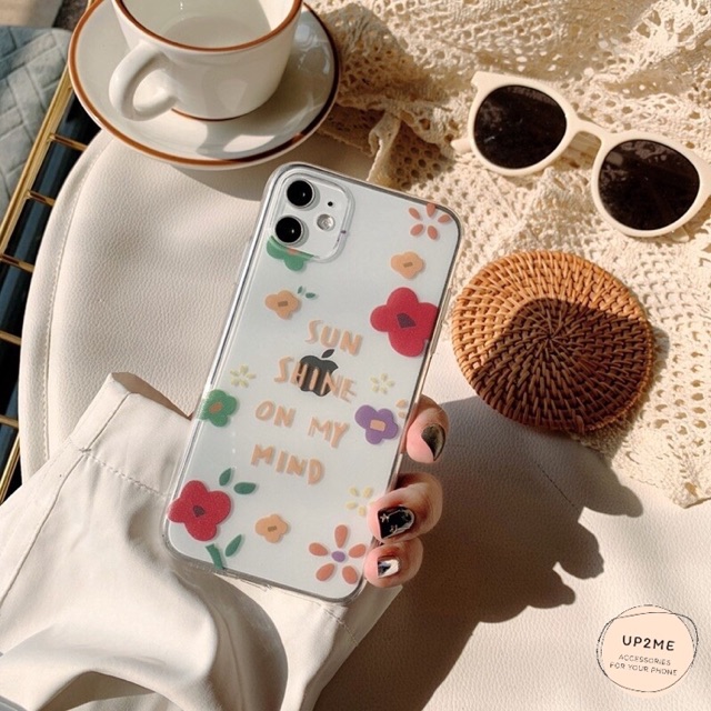 Up2me - เคสใส ลายดอกไม้ Iphone
