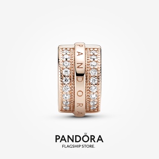 Pandora จี้รูปโลโก้ Pavé Lines &amp; Logo Clip Charm p526 diy