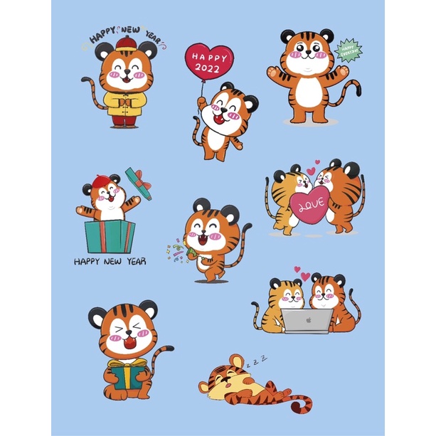 Creamy Sticker Shop สติกเกอร  PP กันน้ำพร้อม ไดคัทลายเสือ