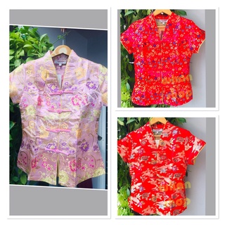 🌸🌸เสื้อกี่เพ้าสีชมพู และสีแดง กระดุมหน้า เสื้อตรุษจีน🌸🌸🧧🧧