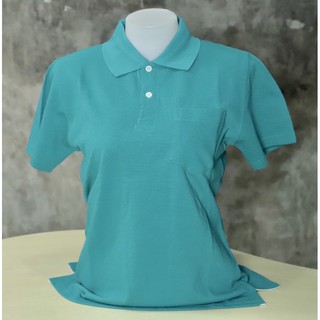 เสื้อโปโลผ้าTC Lacost ผู้หญิง อก 36” สีเขียวหยก ผ้าเนื้อดีไม่ร้อน ไม่เป็นขุย