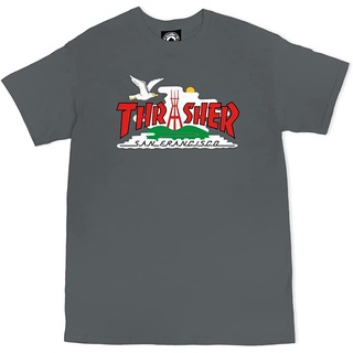 เสื้อยืดอินเทรนด์ผู้ชายอินเทรนด์ผู้หญิงเสื้อยืด พิมพ์ลายโลโก้ Skate Thrasher Skateboard MagazineS-3XL