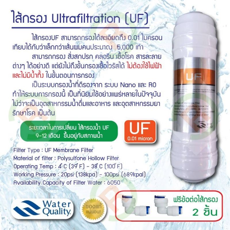 Mazuma ไส้กรอง UF Membrane ความละเอียดในการกรอง 0.01 ไมครอน
