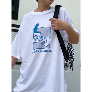 【Hot】เสื้อยืด oversize ลาย SUNDAY MORNING