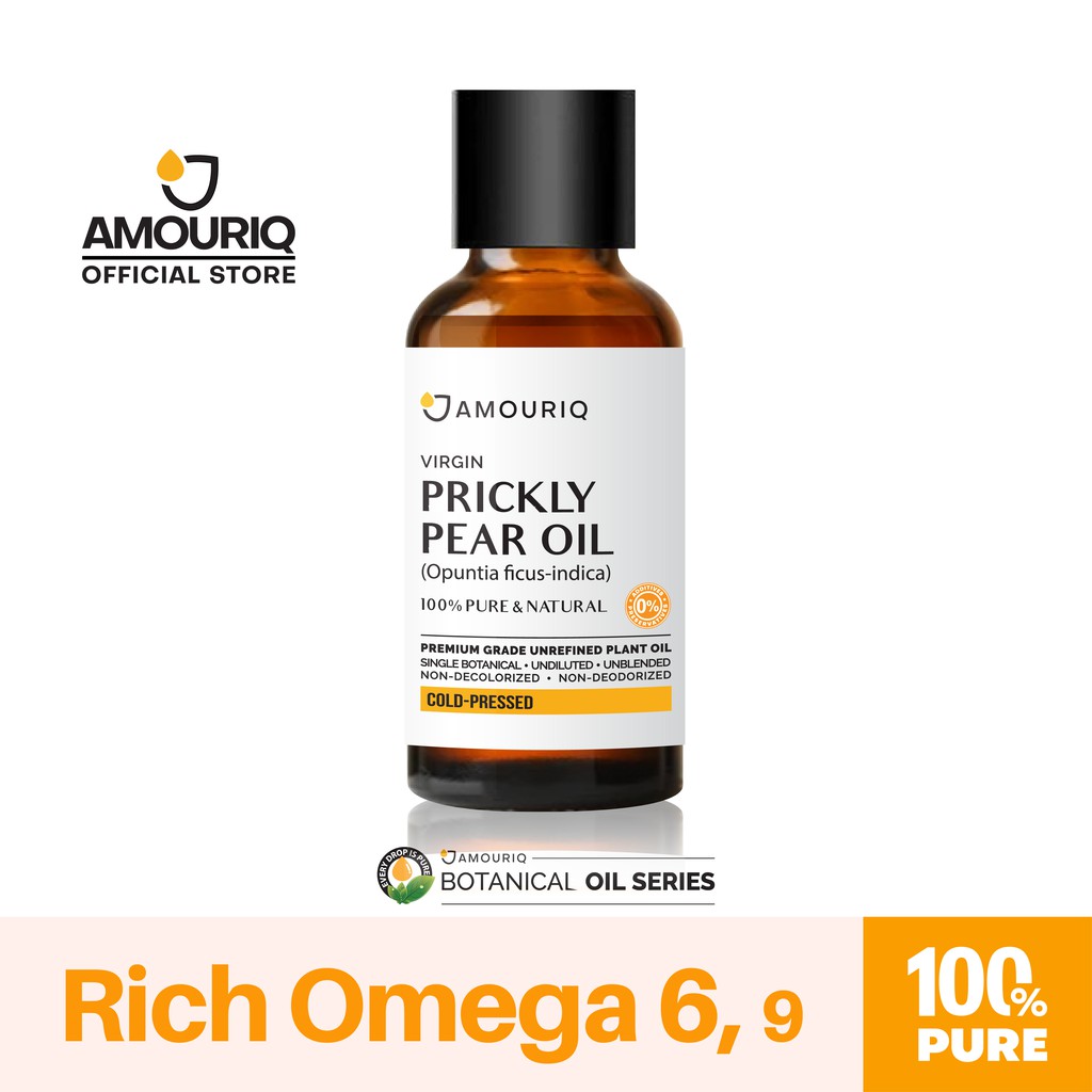 น้ำมันพริคลีย์ แพร์ บาร์บารี่ บาบารี ฟิกออยล์ บริสุทธิ์ 100% Pure Prickly Pear Oil Barbary fig Cold-Pressed Glass bottle