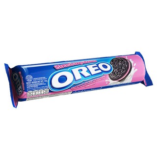 โอรีโอคุกกี้แซนวิชไส้ครีมสตรอเบอร์รี 133กรัม Oreo Sandwich Cookies with Strawberry Cream 133g.