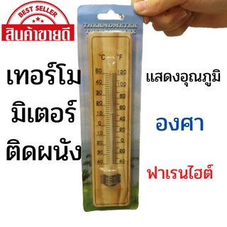 เทอร์โมมิเตอร์ไม้ วัดอุณหภูมิห้อง Room Thermometer ขนาด 10 นิ้ว แบบติดผนัง