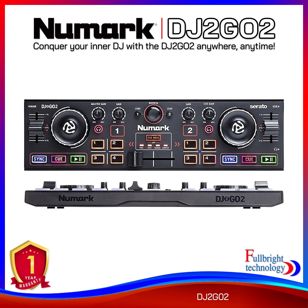 Numark DJ2GO2 Pocket DJ Controller Audio Interface เครื่องเล่นดีเจคอนโทรลเลอร์ ประกันศูนย์ 1 ปี