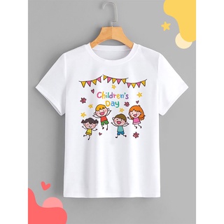 เสื้อยืด วันเด็ก Childrens Day ลายน่ารักๆ ใส่ได้ทั้งเด็กและผู้ใหญ่  ผ้า TK ใส่สบาย สีสันสดใส ใส่สบาย ไม่ยืดไม่ย้วย