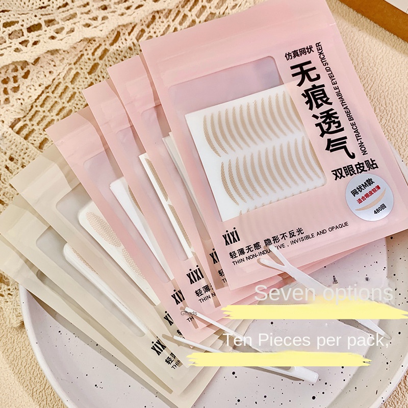 Xixi สติกเกอร์ติดตาสองชั้น แต่งลูกไม้ธรรมชาติ ไม่ทิ้งรอย มีกาวในตัว ติดทนนาน