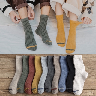 Casual Solid Color Athletic Crew Socks Women Cotton Fashion Multicolor Winter Autumn Striped Japanese Students Mid Calf Socks