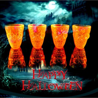 แก้วช็อต สีส้ม ลาย หัวกะโหลก ใส่ เหล้า ค็อกเทล สำหรับ ปาร์ตี้ ธีม ผี ฮาโลวีน Halloween Party Skull Shot Glasses