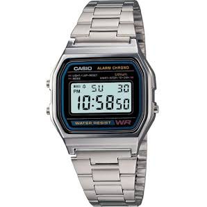 Casio Digital นาฬิกาข้อมือผู้หญิง ผู้ชาย สายสแตนเลส รุ่น A158WA-1 นาฬิกาข้อมือสแตนเลส ของแท้100% ประกัน1ปี