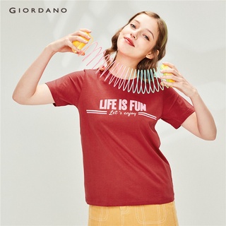 GIORDANO เสื้อยืดผู้หญิง Womens Printed crewneck tee 05390221