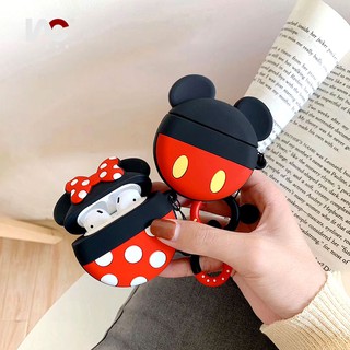 เคสหูฟังซิลิโคน กันกระแทก ลายมิกกี้เมาส์ พร้อมพวงกุญแจ สําหรับ Airpods 1 2 1 2