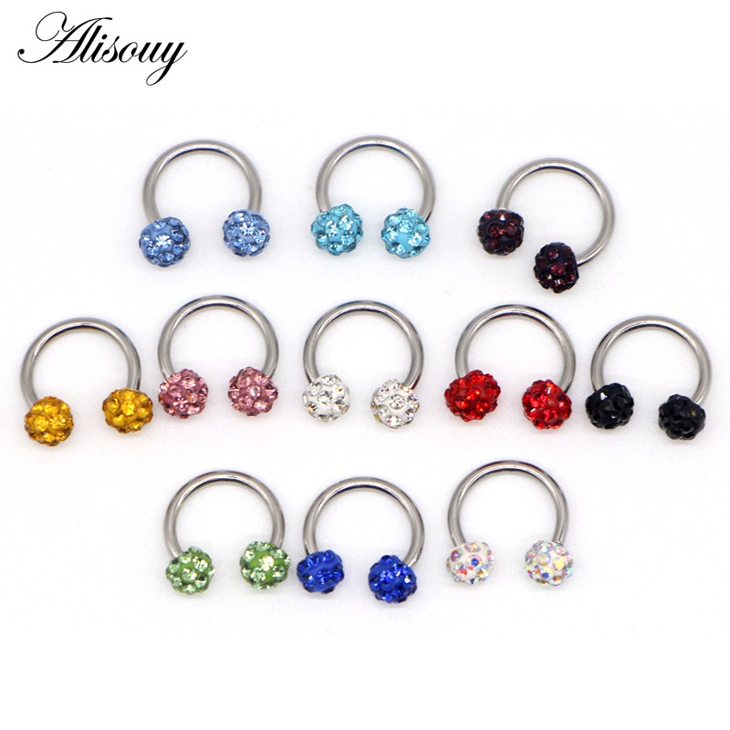 Alisouy 1PC - แหวนตกแต่งจมูก แหวนล้อหู และแหวนริมฝีปาก ทำด้วยเหล็กขึ้นเงิน สำหรับทั้งผู้ชายและผู้หญิง