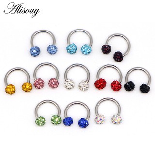 Alisouy 1 ชิ้น จมูก Septum แหวน ลิป จุกนม คิ้ว ห่วง เจาะหู สําหรับผู้หญิง ผู้ชาย เครื่องประดับร่างกาย เหล็ก สําหรับผู้ชาย ผู้หญิง