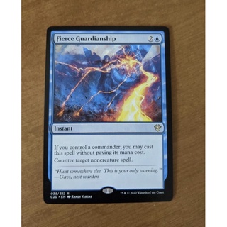 การ์ด MTG Fierce Guardianship Blue EDH Commander Magic the gathering สภาพ Nm