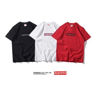 Supreme ผู้ชายและผู้หญิงแฟชั่นลำลองเสื้อยืดแขนสั้น