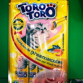 ขนมแมวเลีย TORo TORO รสปลาทูน่าและทะเลรวมมิตร ขนาด 15gx5ซอง