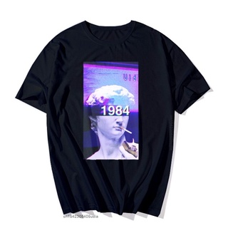 ถูกสุดๆเสื้อยืดแขนสั้นลําลอง พิมพ์ลาย Vaporwave Michelangelo Statue David สไตล์ฮาราจูกุ สําหรับผู้ชาย