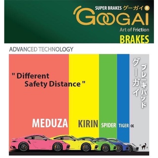 ผ้าเบรค Googai สำหรับปั๊มเบรค 4pot-8Pot (ใส่ปั๊ม 3uz, 5Uz, Skyline R32-35, 17z, 18z, Aristo, DC5, Spoon, Evo5-9, M-Per)