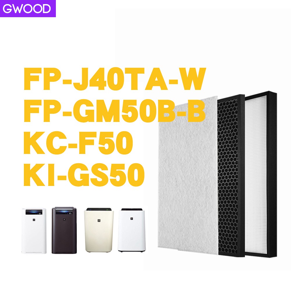 GWOOD ปรับให้เข้ากับตัวกรองเครื่องฟอกอากาศ Sharp FP-G50 FP-GM50B-B KC-F50 KI-GS50 ไส้กรอง HEPA FZ-F50HFE FZ-F50DFE