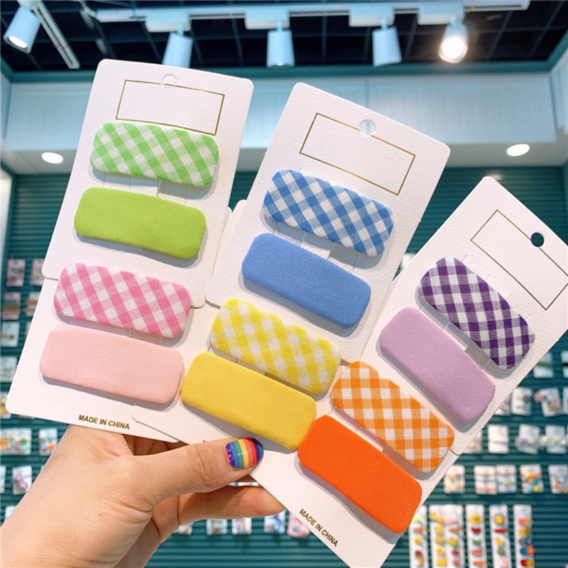 Kimi ๑ เวอร ์ ชั ่ นเกาหลีใหม ่ เด ็ กผ ้ าตาข ่ ายกิ ๊ บติดผมสาวน ้ อยหวานสีทึบสแควร ์ BB คลิปกิ ๊ บติดผมตัดแต ่ งผม
