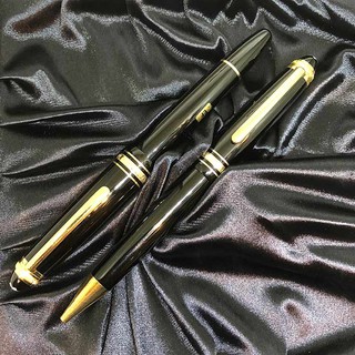 ปากกามือสอง MONTBLANC Twin set Meisterstruck 75 Year Anniversary Fountain pen และ Roler ball วัสดุตัวด้าม Black Resin