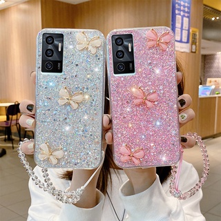 เคสโทรศัพท์มือถือซิลิโคน ลายกลิตเตอร์ วิบวับ หรูหรา พร้อมสายคล้อง สําหรับ Vivo V23E V21E V21 V20 V20SE V20 Pro V19 V15 S1 Pro