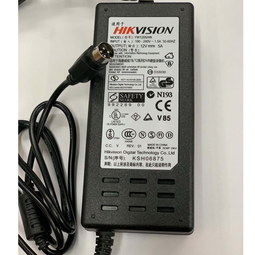 ใหม่ HIKVISION 4Pin 4 pin DC 12V 2A / 3A / 5A / 6A / 7A Power Adaptor DVR กล้องวงจรปิด Security Recorder อะแดปเตอร์