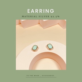 [พร้อมส่ง] Minimal earring ต่างหูก้านเงินแท้ สีเขียวเหนี่ยวทรัพย์