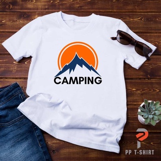 เสื้อยืด Camping เนื้อผ้าCotton comb No.30 ดีที่สุดของ Cotton ใส่สบาย สกรีนใหม่ทุกตัว