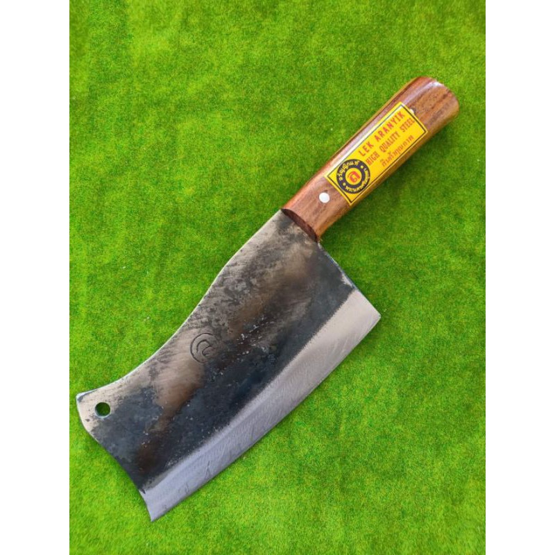 มีดสับกระดูก ทรงหลังอูฐ มีดบังตออรัญญิกแท้100%ทำจากเหล็กแหนบตัวมีดเป็นเหล็กชิ้นเดียวกันกับด้ามประกบด้วยไม้ทนทาน - รูปที่ 2