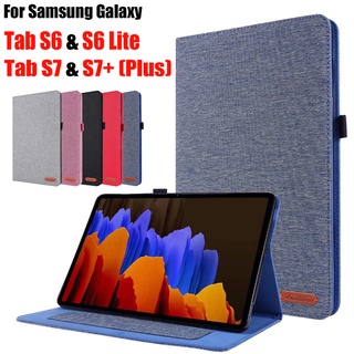 เคสหนัง PU ฝาพับ พร้อมช่องใส่บัตร สไตล์คลาสสิก สําหรับ Samsung Galaxy Tab S6 S6 Lite S7 S7+ Plus Case 10.4 นิ้ว 11.0 นิ้ว 12.4 นิ้ว SM-P610 P615 T970 T976 5G T870 T875 T876 T860 T865