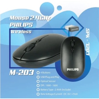 MOUSE (เมาส์) PHILIPS MOUSE WIRELESS 2.4G SPK 7203