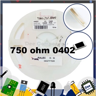 750 Ohm 0402 ±1% 62.5 mW ±100ppm/°C  RTT027500FTH RALEC  1-A3-14 (ขายยกแพ็ค 1 แพ็ค มี 100 ชิ้น)