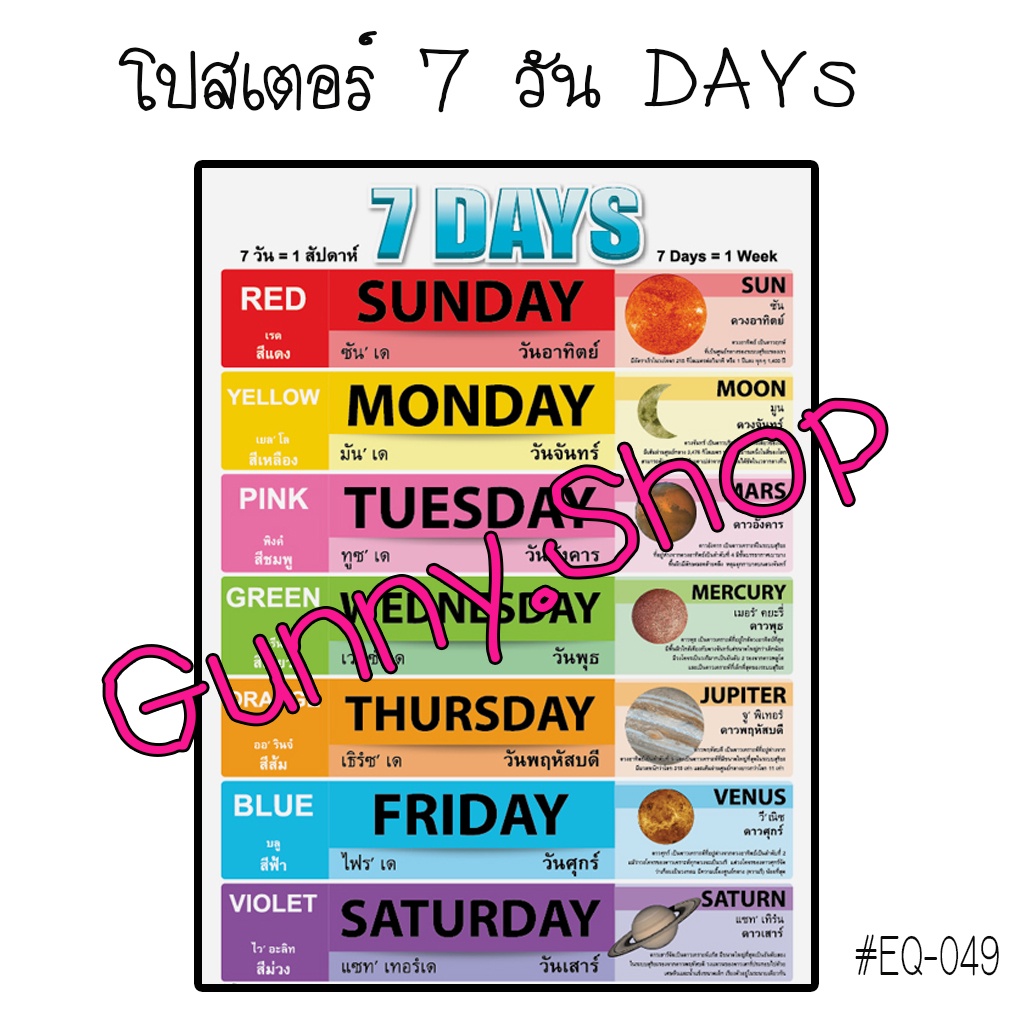 โปสเตอร์เรื่อง 7 Days #EQ-049 กระดาษ สื่อการเรียนรู้