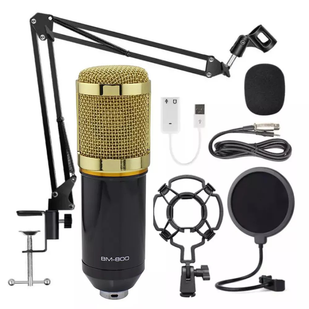 BM-800 Hanging Microphone Kit, Live Broadcast Recording Large Diaphragm Condenser Microphone Set BM-