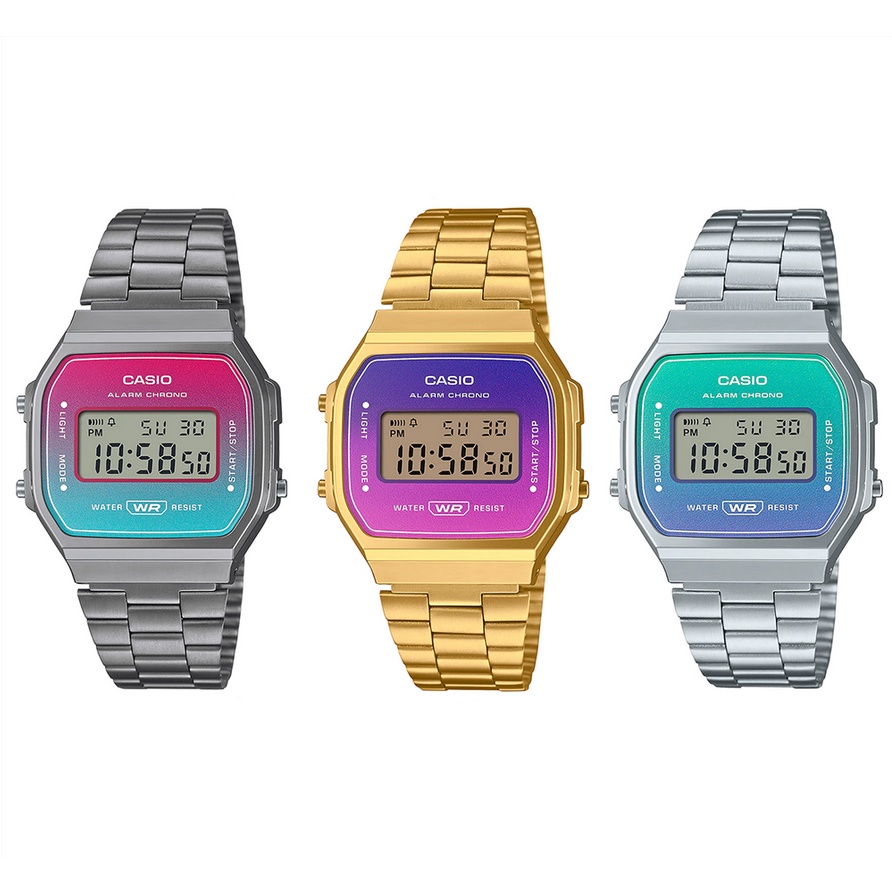 Casio Standard นาฬิกาข้อมือผู้ชาย สายสแตนเลส รุ่น A168,A168WER,A168WERB,A168WERG (A168WER-2A,A168WER