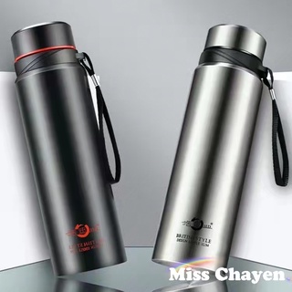 1000ML Thermos กระติกน้ำสแตนเลสเก็บอุณหภูมิ พร้อมฝาปิดและที่จับกันรั่ว