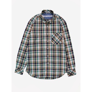 [JBB*] BUTTON-DOWN COLLAR SHIRT IN INDIGO YELLOW MADRAS CHECK เจบีบี เชิ้ต ผ้าคอตตอน แขนยาว ผ่าหน้า เชิ้ตผู้ชาย ลายตาราง