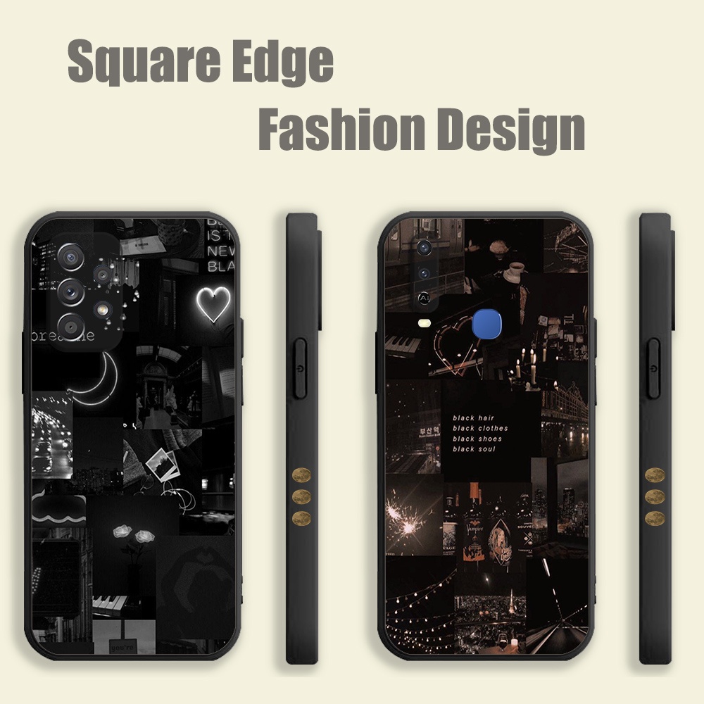 ความงามสีดําน่ารัก WLX14 สําหรับ Tecno Spark Go 4 Air KC6 CE7 8C 7 7C Go Pop 5 Lte เคสโทรศัพท์ขอบสี่