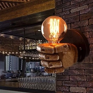 Retro เรซิ่นกำปั้นโคมไฟติดผนังสไตล์ยุโรปบาร์ร้านอาหาร Cafe ตกแต่งโคมไฟติดผนังโคมไฟติดผนังมือซ้าย