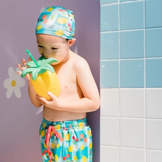 [3สี] 21August.Baby Summer Squeeze Swimming Cap หมวกว่ายน้ำเด็ก สีฟ้า สีเขียว สีส้ม