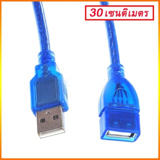 30cm สาย Usb ต่อยาว เพิ่มความยาว สาย USB 2.0 ( USB2.0 Extension Cable)  สีฟ้า หัวหุ้ม PVC กันไฟดูด กันไฟกระชาก