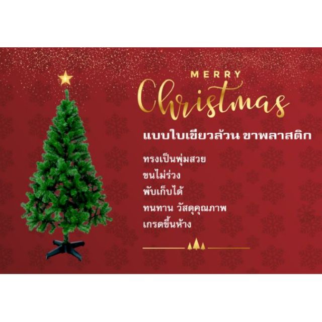 ต้นคริสต์มาส​ 4,5,6,7 ฟุต ของไทย ราคาส่ง สำเพ็ง ใบสวย ขนไม่ร่วง Christmas tree, Made in Thailland(120,150,180,210 cm.)
