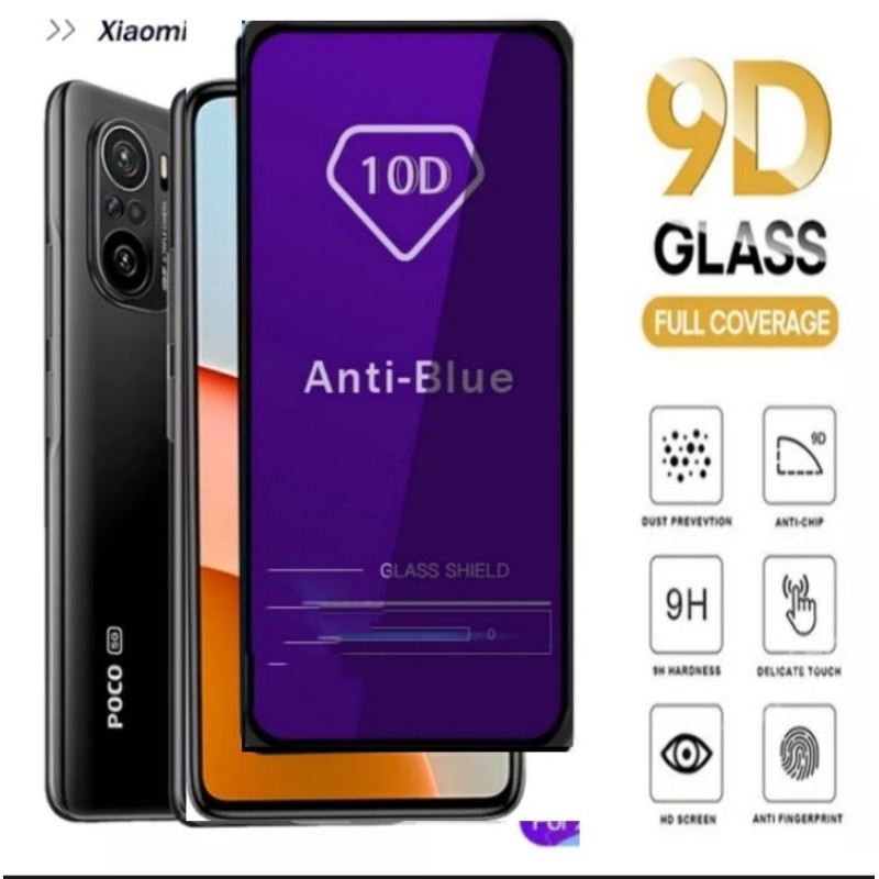 ฟิล์มกระจกนิรภัย BLUE REDMI POCO F3/X3 GT/M3/X3/X3 PRO/MI 10T/MI 10T PRO/NOTE 9/9 PRO/8 PRO ANTI BLU