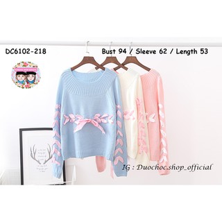 DC6102-218 สเวตเตอร์แต่งริ้บบิ้น